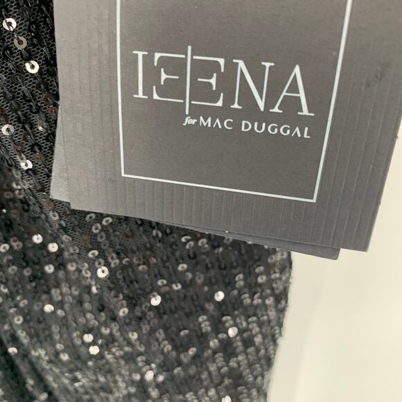 MAC DUGGAL Dress Size 0 Evening Gown Sequin Black Cut Out Midi Front Twist NEW - Picture 3 of 8